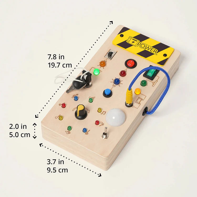🏠 Panneau Montessori Éducatif en Bois – Interrupteurs & Lumières LED