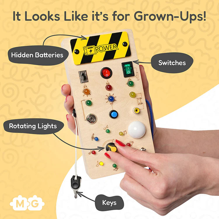 🏠 Panneau Montessori Éducatif en Bois – Interrupteurs & Lumières LED